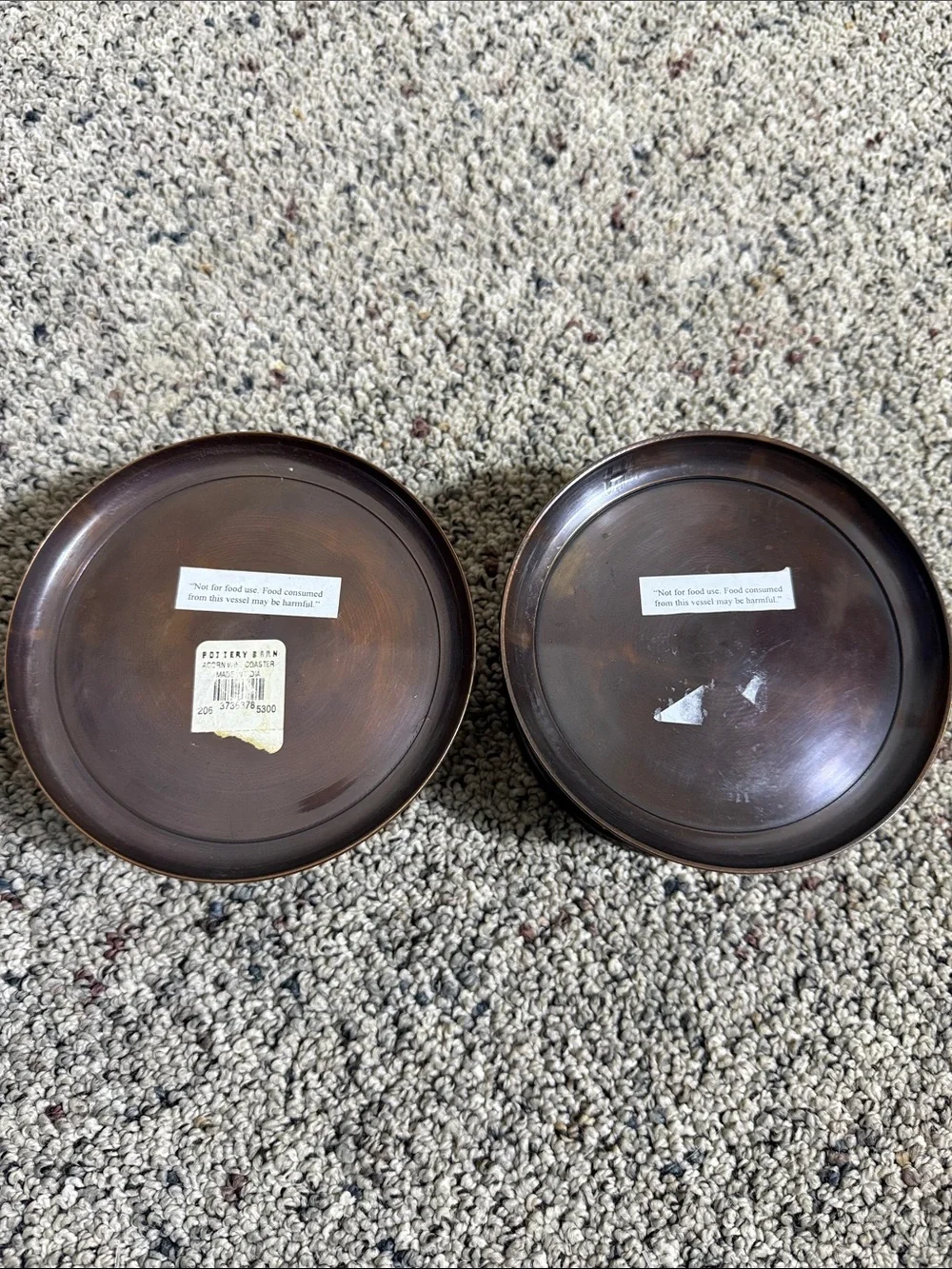 Pottery Barn Copper Decorative Bowls Candle Holders Acorn Accents 2014/2015